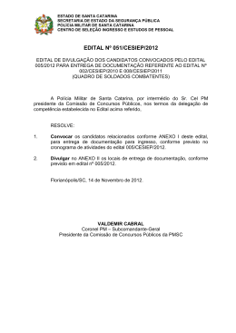 EDITAL Nº 051/CESIEP/2012 - Polícia Militar de Santa Catarina