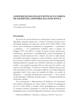 A DESCRI&Ccedil;&Atilde;O DAS L&Iacute;GUAS `EX&Oacute;TICAS` E A TAREFA DE