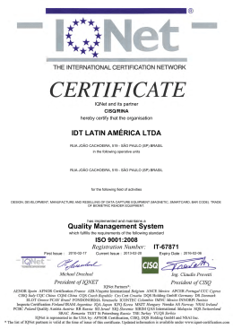 IDT LATIN AMÉRICA LTDA Quality Management System