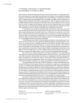 A transição nutricional e a epidemiologia da obesidade na América