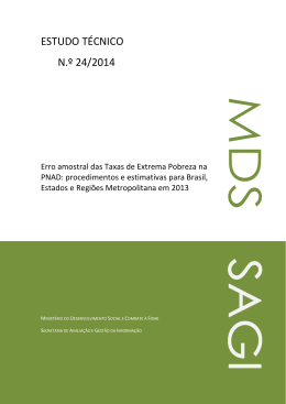 Estudos T&eacute;cnicos - MDS - MINIST&Eacute;RIO DO Desenvolvimento Social