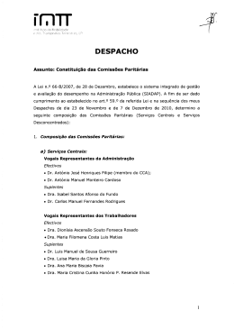 Despacho relativo &agrave; constitui&ccedil;&atilde;o das Comiss&otilde;es Parit&aacute;rias