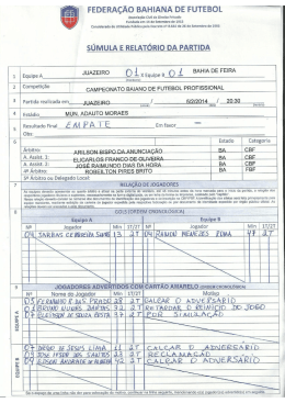 suMuLA E RELATÓRIO DA PARTIDA