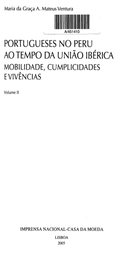 PORTUGUESES NO PERU AO TEMPO DA UNI&Atilde;O IB&Eacute;RICA