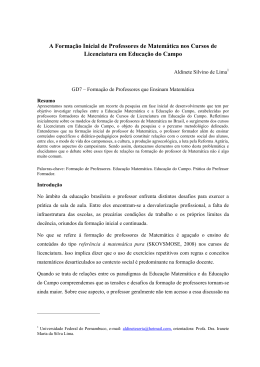 A Formação Inicial de Professores de Matemática nos Cursos de