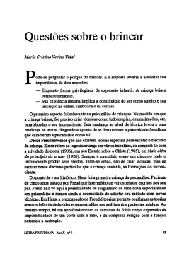 Quest&otilde;es sobre o brincar
