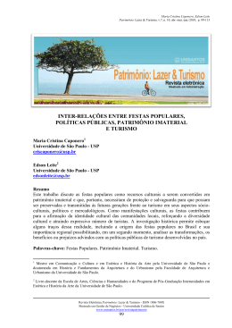 inter-rela&ccedil;&otilde;es entre festas populares, pol&iacute;ticas p&uacute;blicas, patrim&ocirc;nio