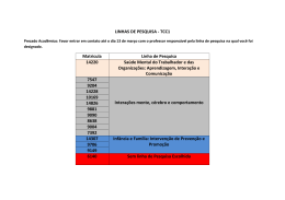LINHAS DE PESQUISA - TCC1 Matricula Linha de Pesquisa 14220