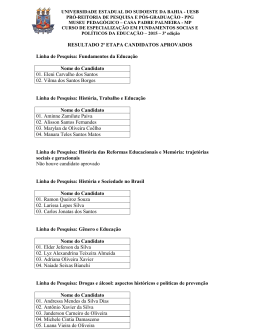 RESULTADO 2&ordf; ETAPA CANDIDATOS APROVADOS Linha