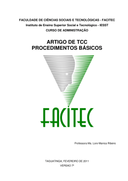 ARTIGO DE TCC PROCEDIMENTOS B&Aacute;SICOS