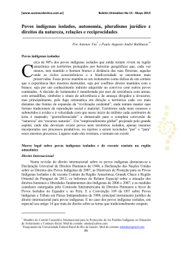 Povos ind&iacute;genas isolados, autonomia, pluralismo