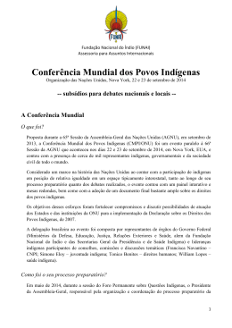 Saiba mais sobre a Confer&ecirc;ncia Mundial dos Povos Ind&iacute;genas