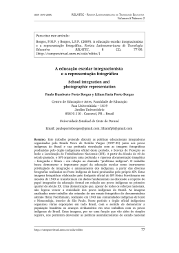 A educação escolar integracionista e a representação fotográfica