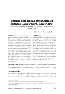 Ensinar uma l&iacute;ngua estrangeira &agrave;s crian&ccedil;as: Savoir - CCH