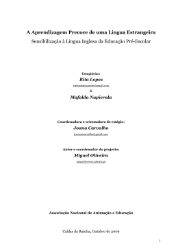 A Aprendizagem Precoce de uma L&iacute;ngua Estrangeira
