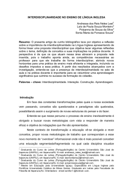 INTERDISCIPLINARIDADE NO ENSINO DE L&Iacute;NGUA INGLESA