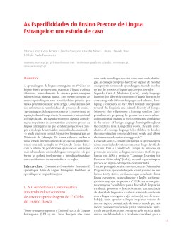 As Especificidades do Ensino Precoce de L&iacute;ngua Estrangeira: um