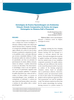 Estrat&eacute;gias de Ensino/Aprendizagem em Ambientes Virtuais