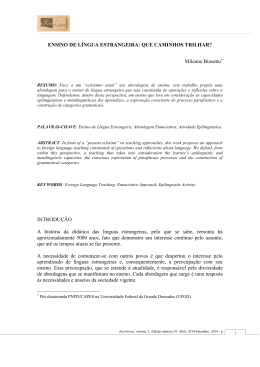 1 ENSINO DE L&Iacute;NGUA ESTRANGEIRA: QUE CAMINHOS TRILHAR