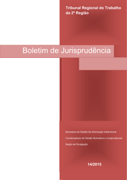 14/2015 - Tribunal Regional do Trabalho da 2&ordf; Regi&atilde;o SP