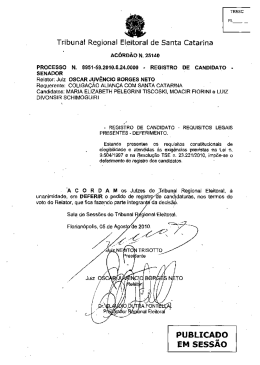 Ac&oacute;rd&atilde;o n. 25140 - Tribunal Regional Eleitoral de Santa Catarina