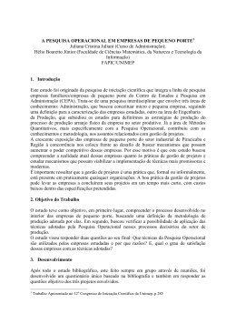 Aplicabilidade das técnicas da Pesquisa Operacional em