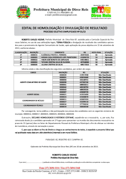 Edital de Divulga&ccedil;&atilde;o e Homologa&ccedil;&atilde;o de Resultado Final