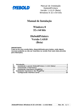 Manual de Instalação Windows 8 32 e 64 bits DieboldPrinters