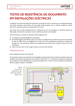 TESTES DE RESISTÊNCIA DE ISOLAMENTO EM