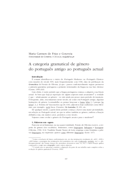 A categoria gramatical de g&eacute;nero do portugu&ecirc;s antigo ao portugu&ecirc;s