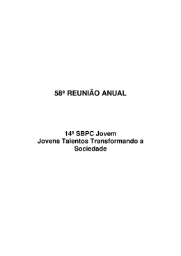 58&ordf; REUNI&Atilde;O ANUAL - SBPC &ndash; Sociedade Brasileira para o