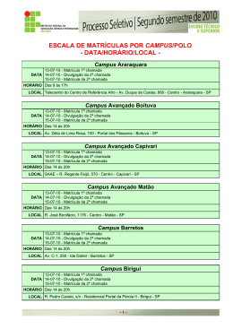 escala de matr&iacute;culas por campus/polo - data/hor&aacute;rio/local