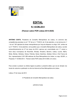 Edital Nº16/CML/2014 - Área Metropolitana de Lisboa