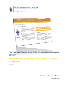 Manual do Utilizador do Registo Prévio - SIGESP
