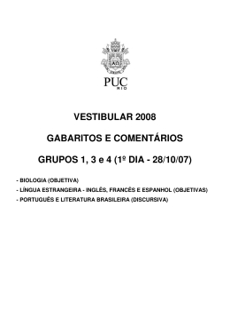 VESTIBULAR 2008 GABARITOS E COMENT&Aacute;RIOS - PUC-Rio