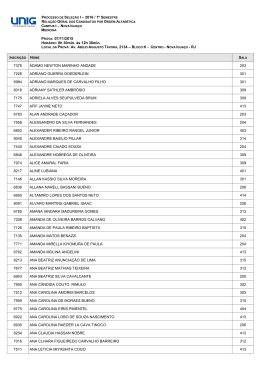 PROCESSO DE SELEÇÃO I – 2016 / 1º SEMESTRE