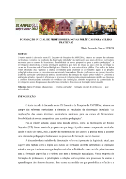 FORMA&Ccedil;&Atilde;O INICIAL DE PROFESSORES