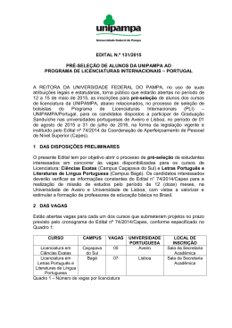 PRÉ-SELEÇÃO DE ALUNOS DA UNIPAMPA AO PROGRAMA DE