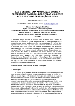 ead e g&ecirc;nero: uma aprecia&ccedil;&atilde;o sobre a prefer&ecirc;ncia da