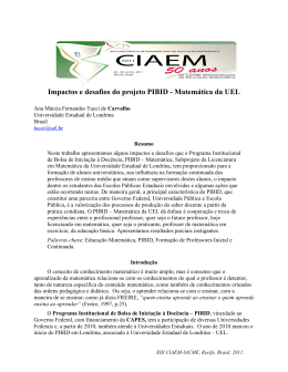 Impactos e desafios do projeto PIBID