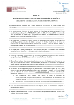 Edital nº 1 - Escola Superior de Tecnologia da Saúde de Lisboa