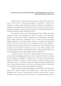A pedagogia do teatro brasileiro na historiografia nacional.