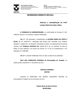 DELIBERAÇÃO CONSAD Nº 004/2011 Autoriza a