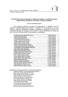 Lista de Classificação Final - Município de Celorico de Basto