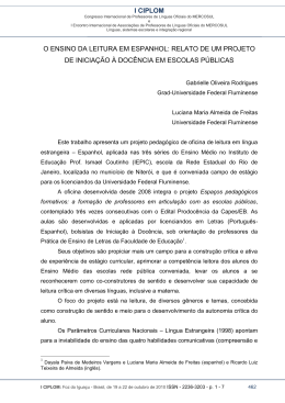 I CIPLOM O ENSINO DA LEITURA EM ESPANHOL