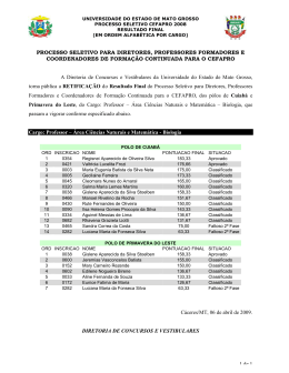 Resultado Final Retificado - Cuiab&aacute; e Primavera do Leste