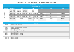 GRADES DE DISCIPLINAS &ndash; 1&ordm; SEMESTRE DE 2014 - IFSP-PRC