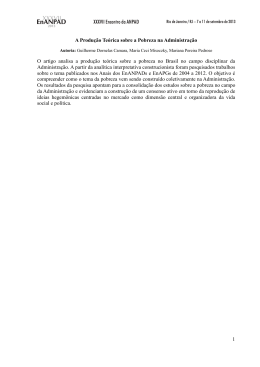 1 A Produ&ccedil;&atilde;o Te&oacute;rica sobre a Pobreza na Administra&ccedil;&atilde;o O