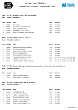 Resultado Final - T&eacute;cnico em Sa&uacute;de P&uacute;blica