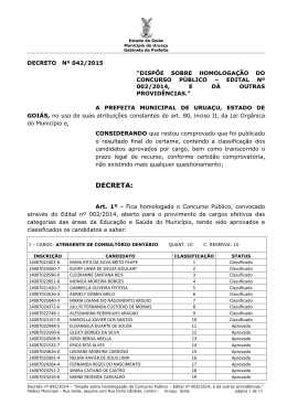 Homologa&ccedil;&atilde;o do Concurso P&uacute;blico &ndash; Edital 002/2014